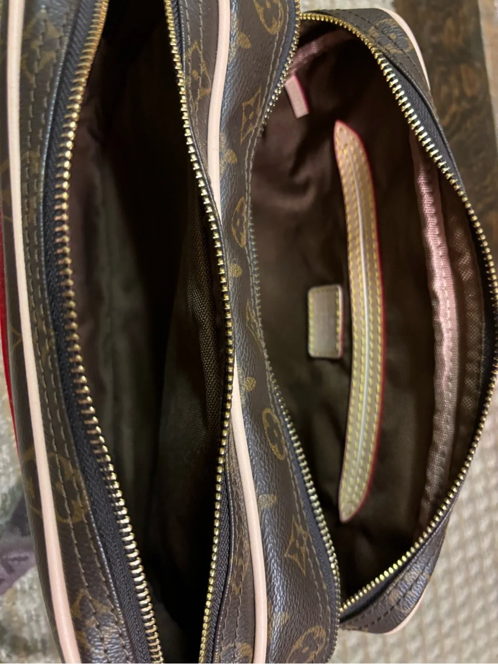 Canvas monogram camera bag